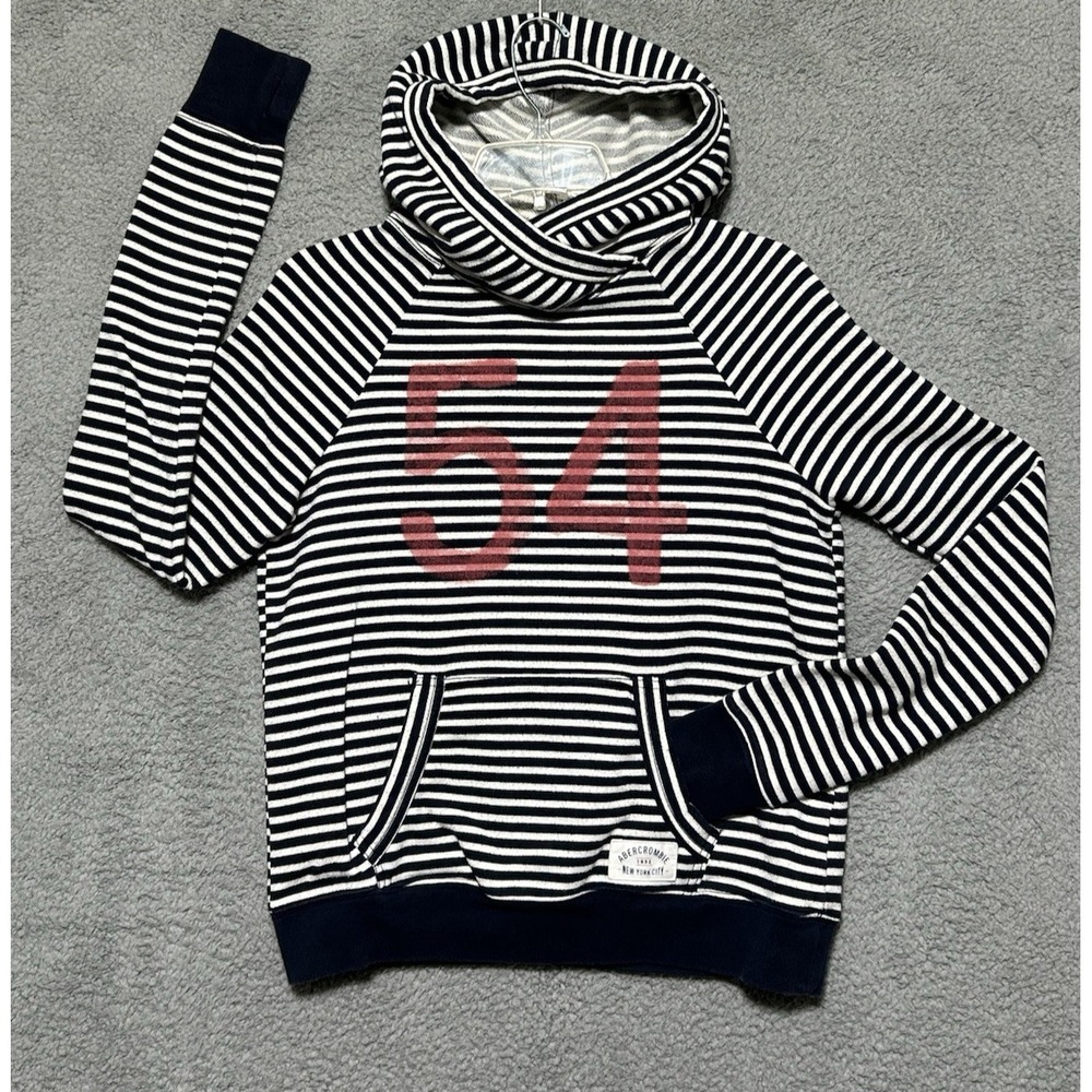 Abercrombie‎ & Fitch Womens Small Vintage Y2K Blue And White Striped Hoodie #54